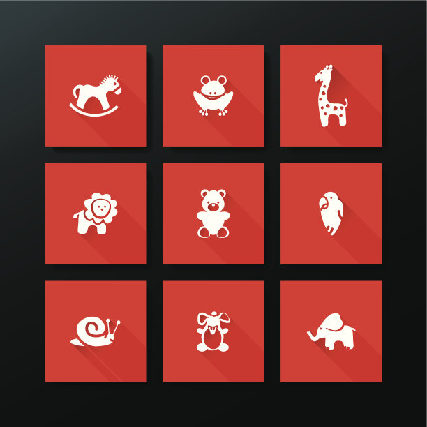 矢量平面婴儿玩具图标集图片下载