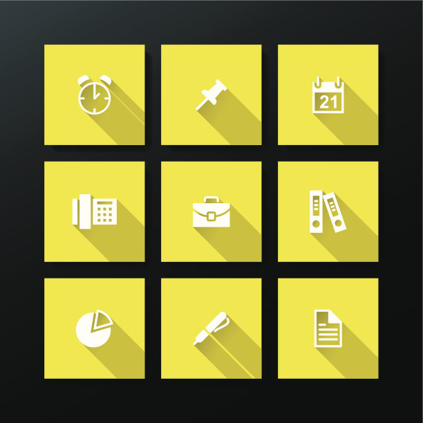 矢量平面办公室图标集图片下载