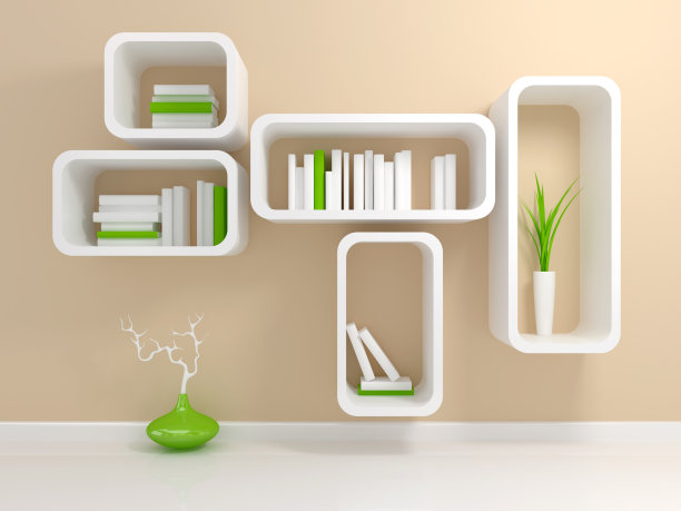 现代白色书架图片下载