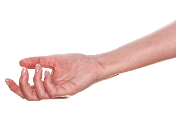 空空的女人的手在白色的背景图片下载