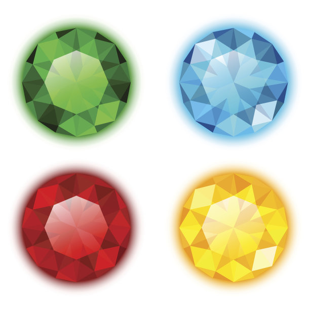 四颗彩色宝石素材图片