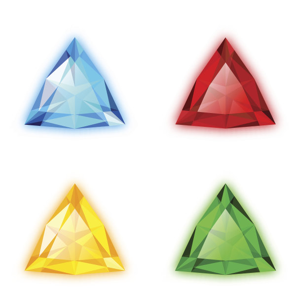 四套彩色宝石三联形图片下载