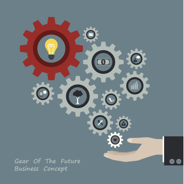 成功理念的齿轮在商人手中图片下载