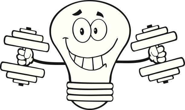 用哑铃训练黑白微笑灯泡图片下载