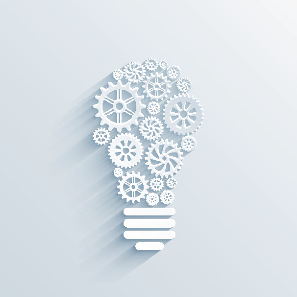 带齿轮的纸灯泡图片下载