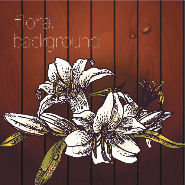 美丽的花朵上的木质纹理。图片下载
