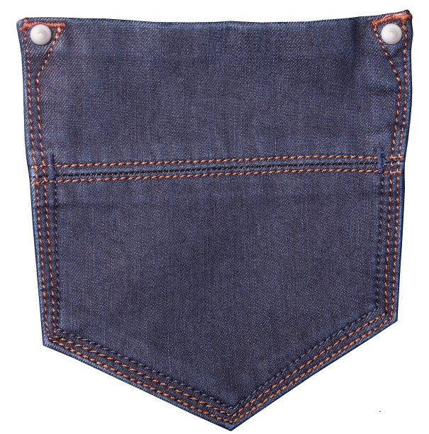 牛仔裤口袋孤立在白色。图片下载