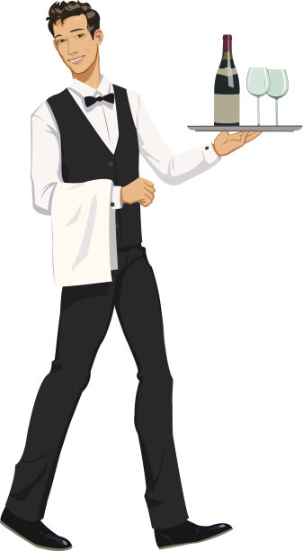 端着托盘的侍者图片下载