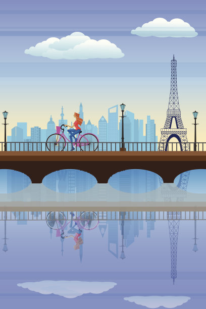 巴黎的自行车女郎图片下载