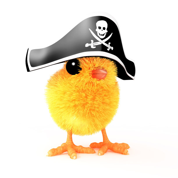 3d复活节小鸡在海盗帽图片下载