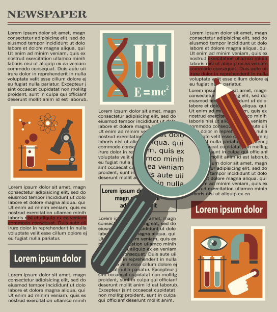 用放大镜在报纸上搜索的插图图片下载