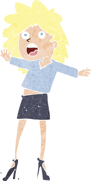 卡通女性穿高跟鞋走路有困难图片下载