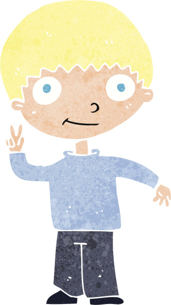 卡通男孩给和平手势图片下载