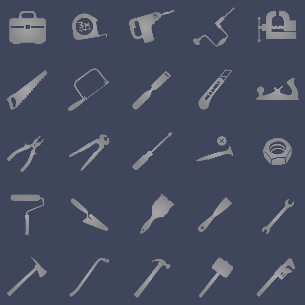 矢量集25灰色工作工具图标图片下载