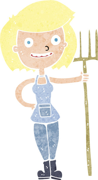 卡通快乐农民女孩图片下载