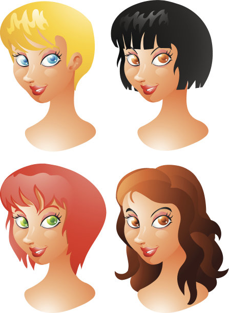 女性肖像与各种发型素材图片