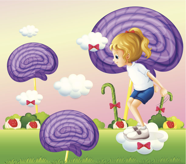 准备从云端跳出来的女孩图片下载