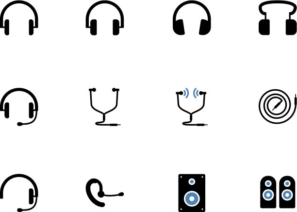 耳机和扬声器双音图标。图片下载
