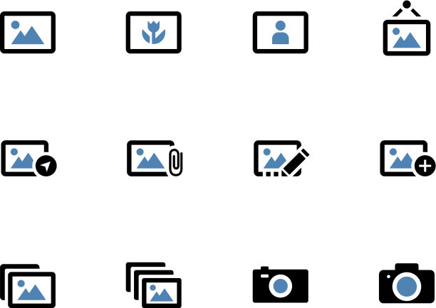 照片和照相机双色图标。图片下载