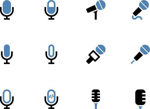 麦克风双音图标在白色背景。图片下载