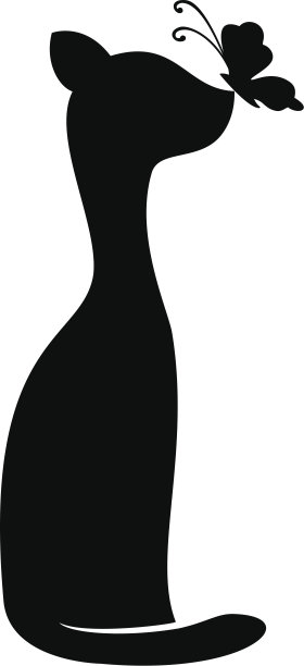 猫和蝴蝶，轮廓图片下载