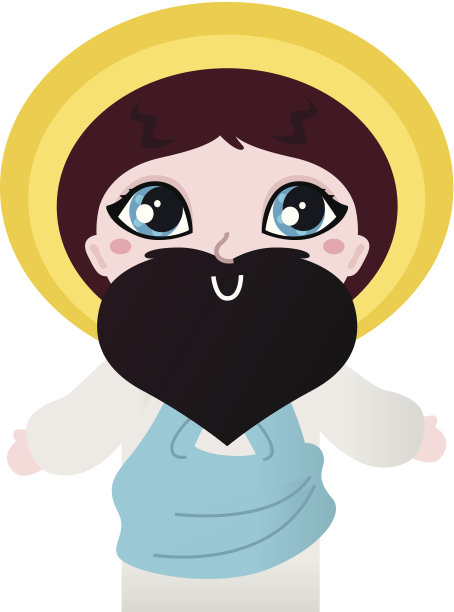 可爱的耶稣基督人物孤立在白色图片下载