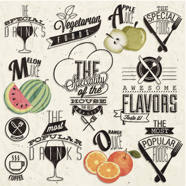 复古复古风格的餐厅菜单设计图片下载