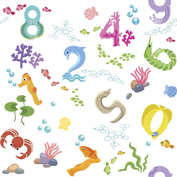 数字就像海洋居民的无缝模式图片下载