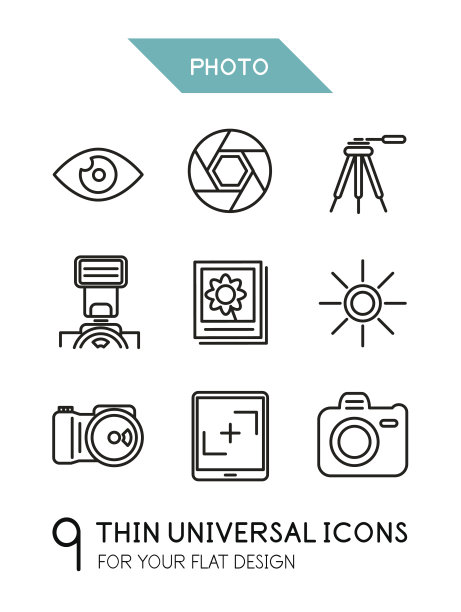 照片时尚细线图标收藏图片下载