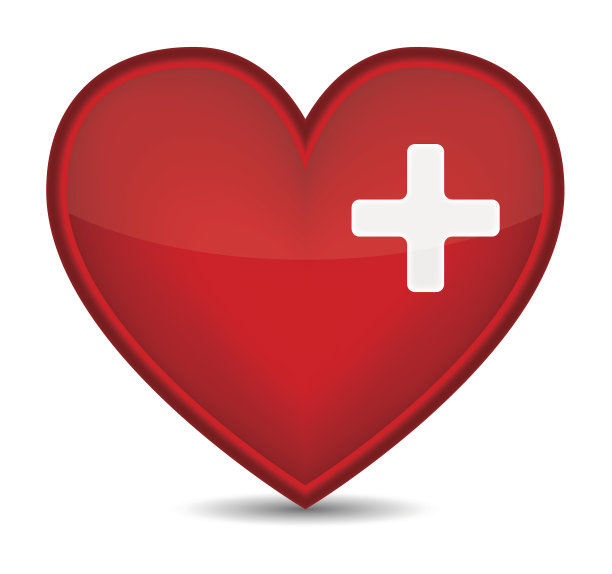 急救医疗标志上有红色的心形。图片下载