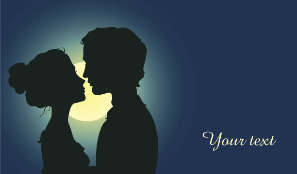 接吻情侣的剪影图片下载