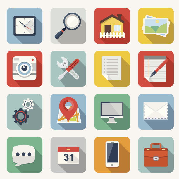 带有长阴影的平面图标图片下载