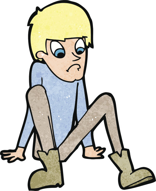 卡通男孩坐在地板上图片下载