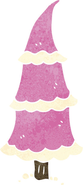 复古卡通粉色圣诞树图片下载