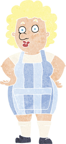 穿着厨房围裙的卡通女人图片下载