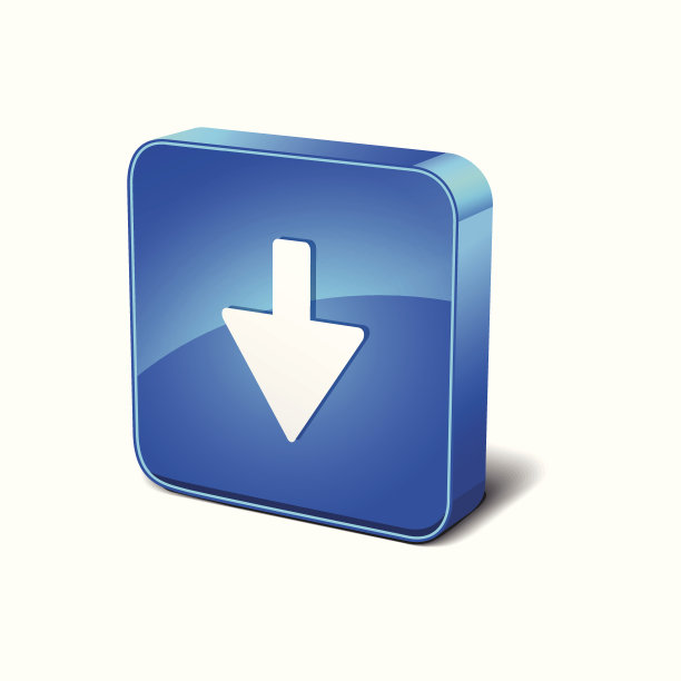 向下3d圆角蓝色矢量图标按钮图片下载