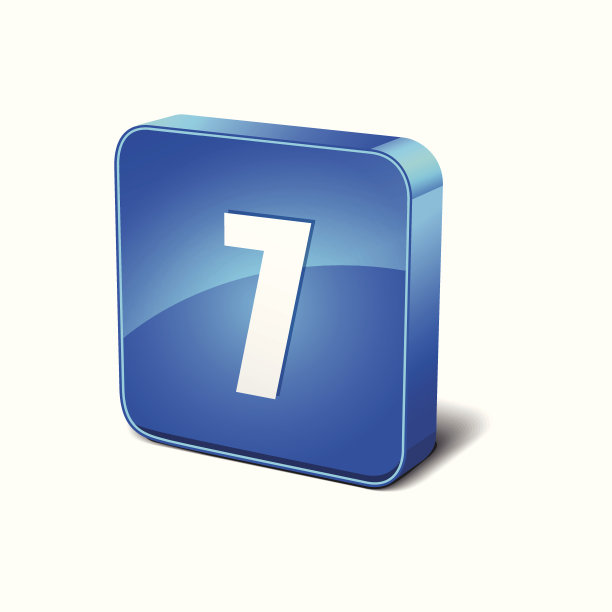 7数字3d圆角蓝色矢量图标按钮图片下载
