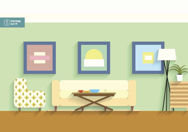 公寓内部的房间。向量图片下载