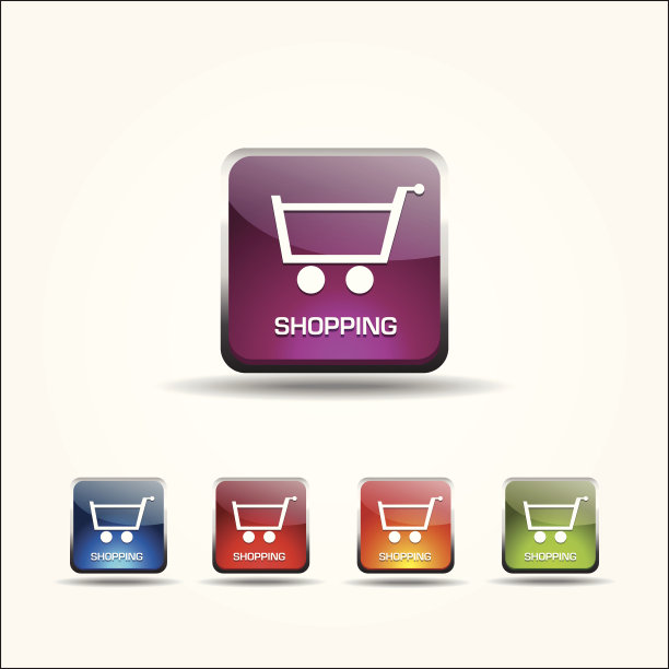 购物车圆形方形矢量按钮图标设置图片下载