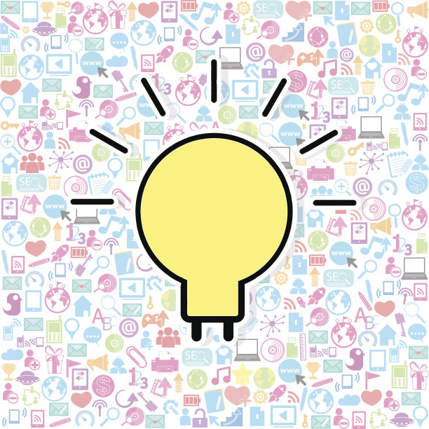 模板设计灯泡的想法与社交网络图标backgr图片下载
