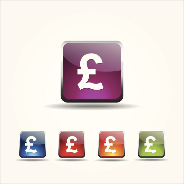 磅符号圆角正方形矢量按钮图标设置图片下载