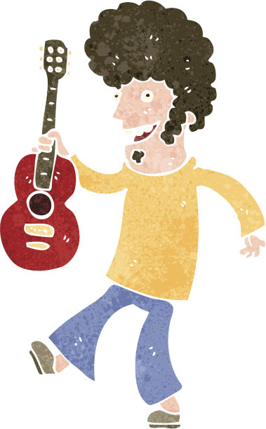 复古卡通吉他手图片下载