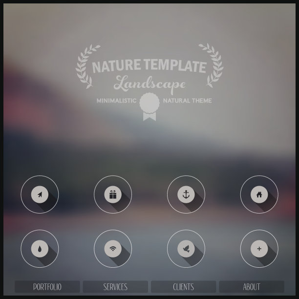 向量模糊自然景观。设置图标，长阴影，平m图片下载