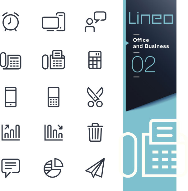 线条-办公室和业务轮廓图标图片下载