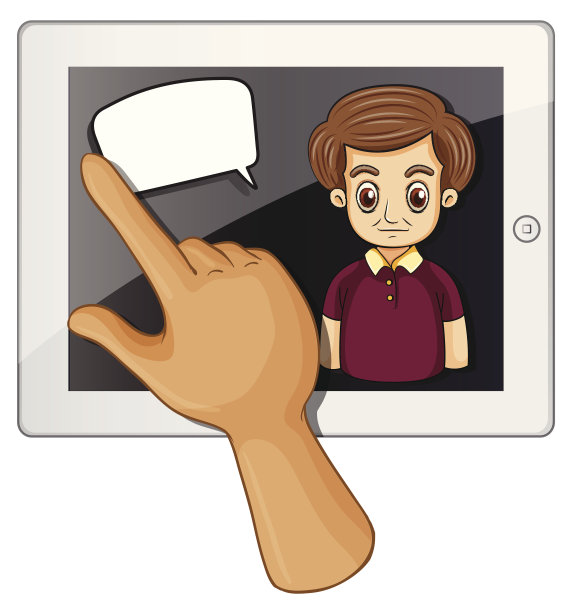 一个严肃的商人用手指触摸这个小玩意图片下载