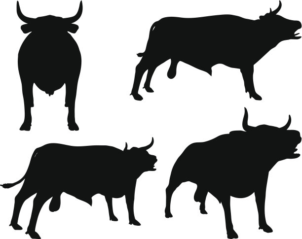 牛-向量剪影图片下载