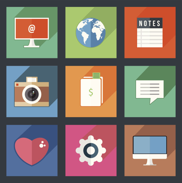 网页和移动应用程序的平面图标图片下载