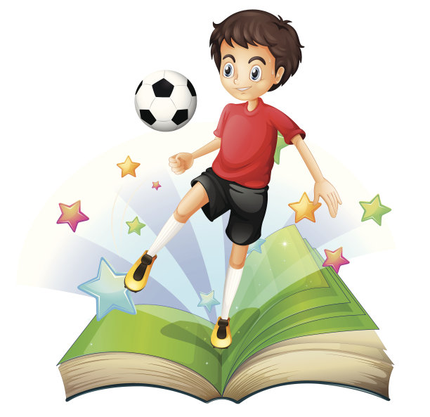 书中有一个男孩在踢足球图片下载