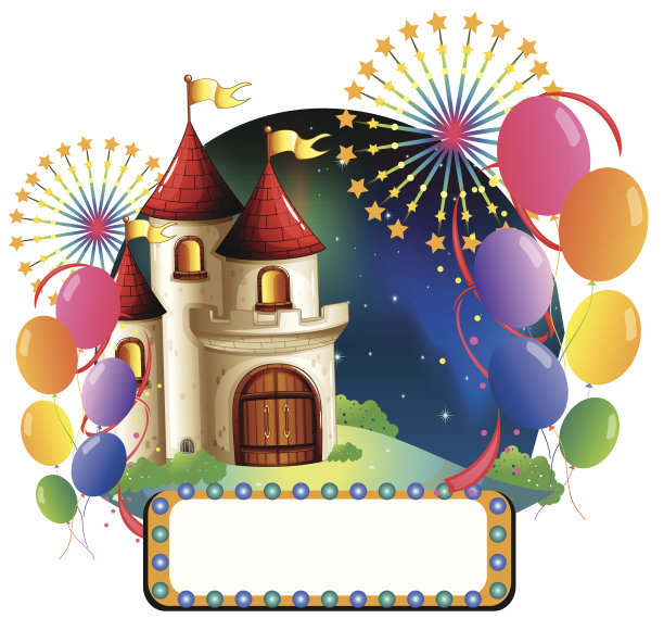 有气球和空标牌的城堡图片下载