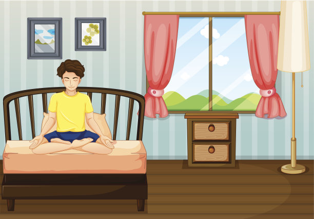 男人在房间里做瑜伽图片下载